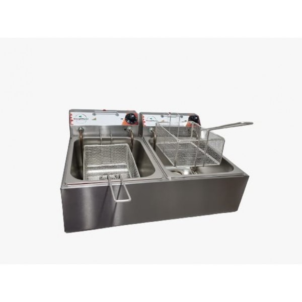 Fritadeira Elétrica 12lts (2 cubas de 6 lts) 5000w com Tampa 220V
